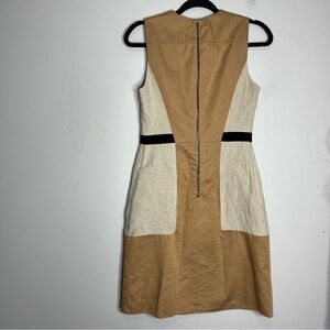 Elegant Tan and Cream Sleeveless Dress